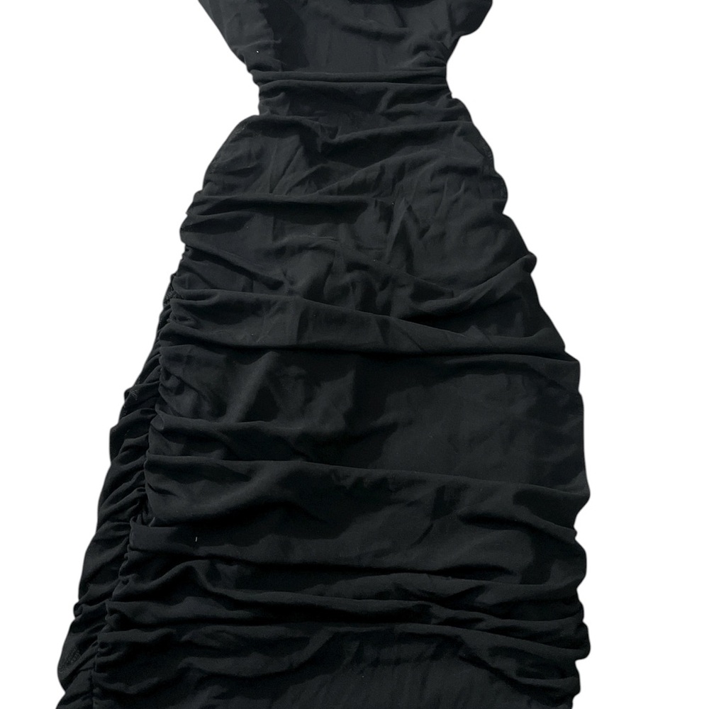Fashion Nova Black Ruched Maxi Dress